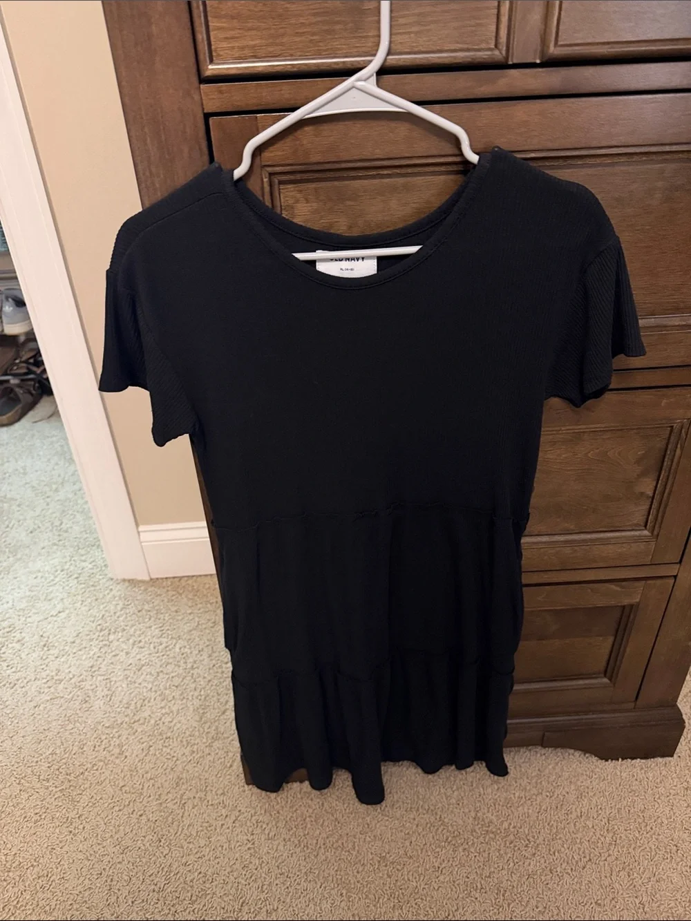 Black Short Sleeve Tiered Knit dress  - old navy girls size XL